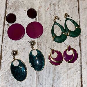 Vintage Lot of 4 Pair of Earrings Post Backs